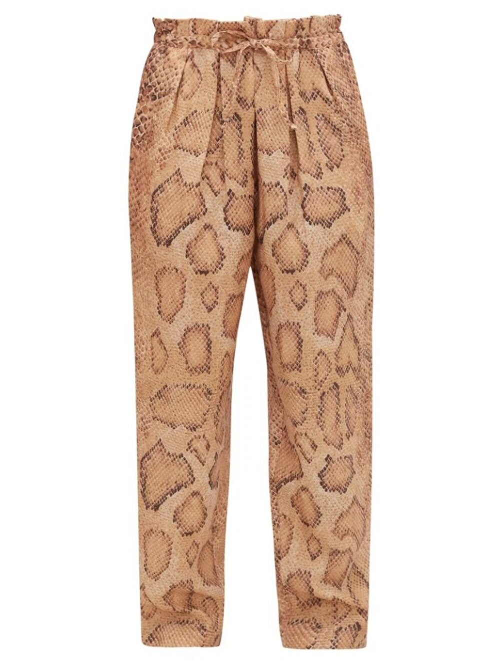 NWT Mara Hoffman Women Trousers Sand Multi Snake Print Paperbag Cropped - M